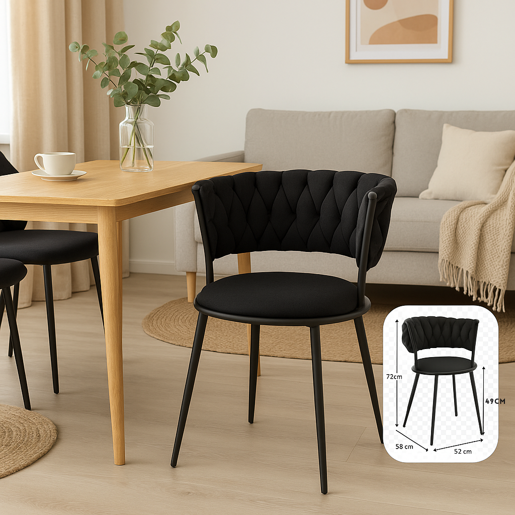 Fotoliu Alkia I textil neagra, picior din metal negru, 57x58.5x72cm