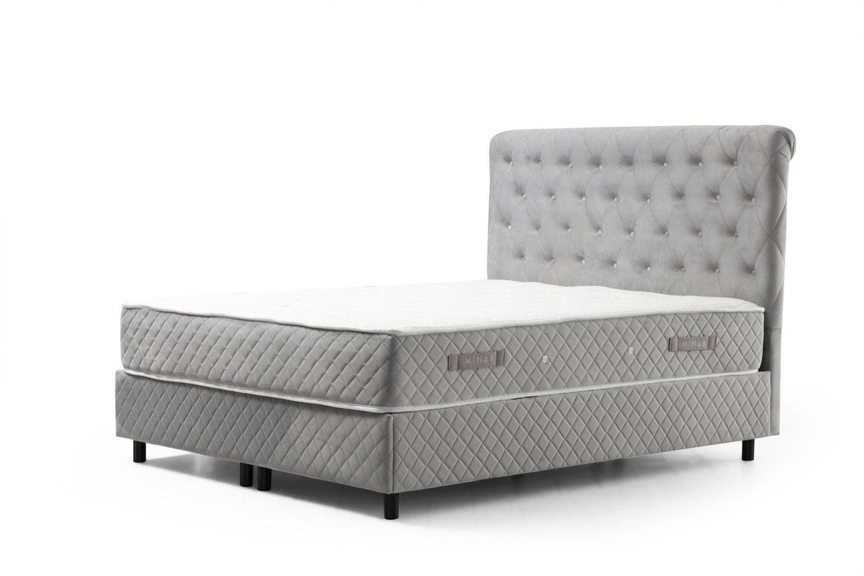 Baza pat dublu și tăblie Sonata, Gri, 160x130x208 cm