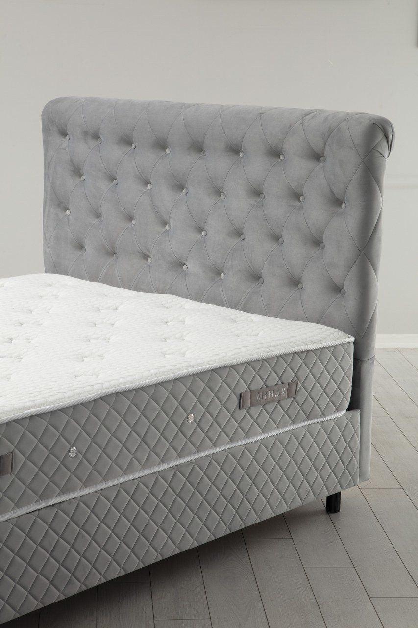 Saltea dublă, bază și tăblie Sonata Set, Gri, 160x130x200 cm