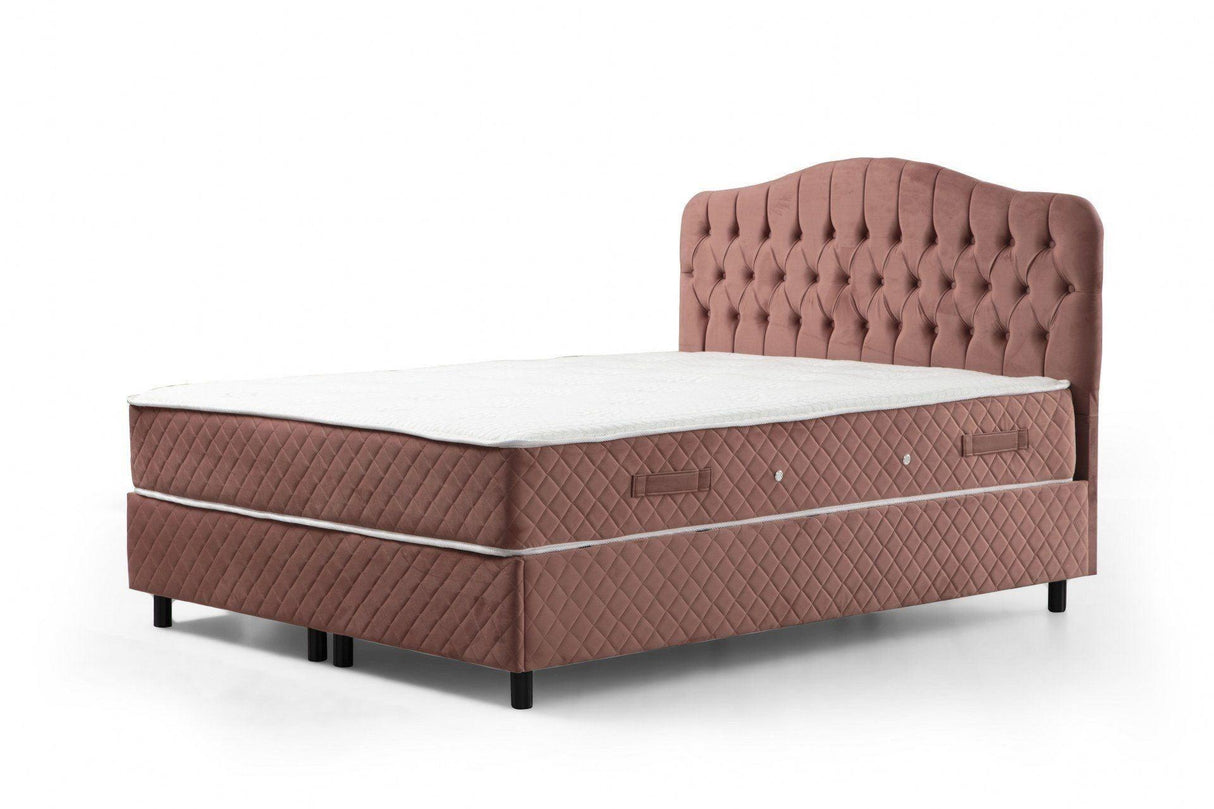 Saltea dublă, bază și tăblie Vassi Set, Roz, 160x125x200 cm