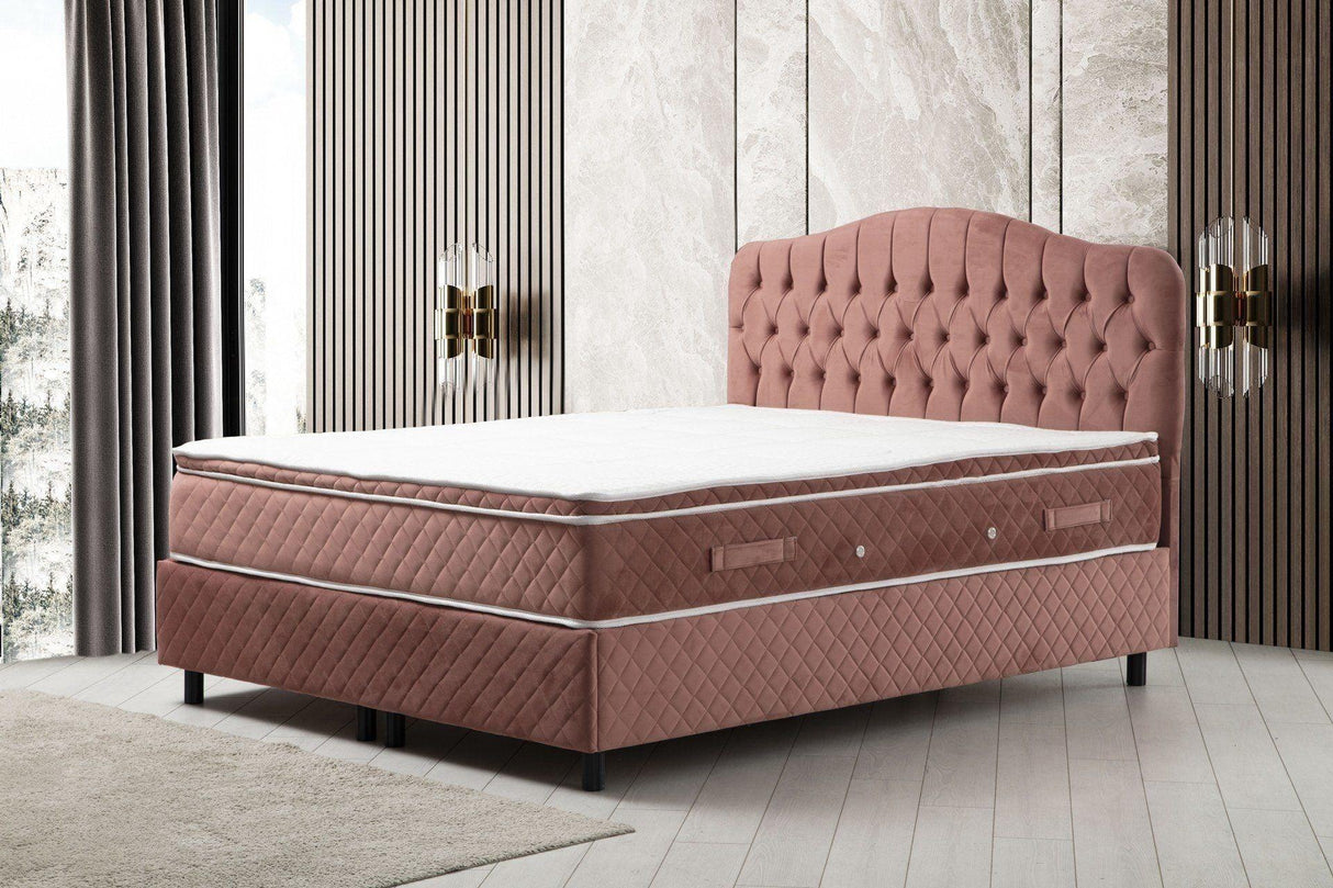 Saltea dublă, bază și tăblie Vassi Set, Roz, 150x125x200 cm