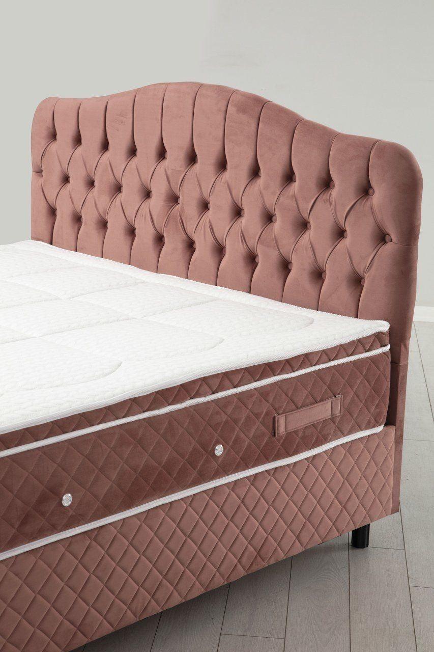 Saltea dublă, bază și tăblie Vassi Set, Roz, 150x125x200 cm