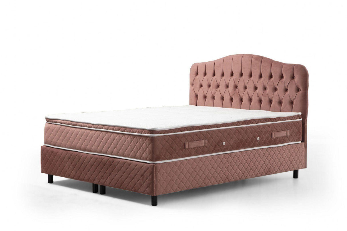 Saltea dublă, bază și tăblie Vassi Set, Roz, 150x125x200 cm