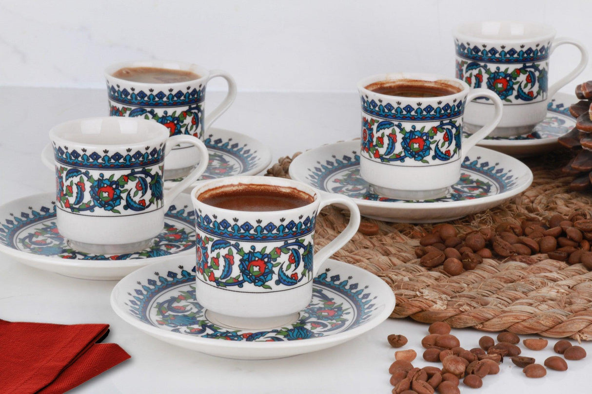 Set cești de cafea, Albastru, 35x7x32 cm
