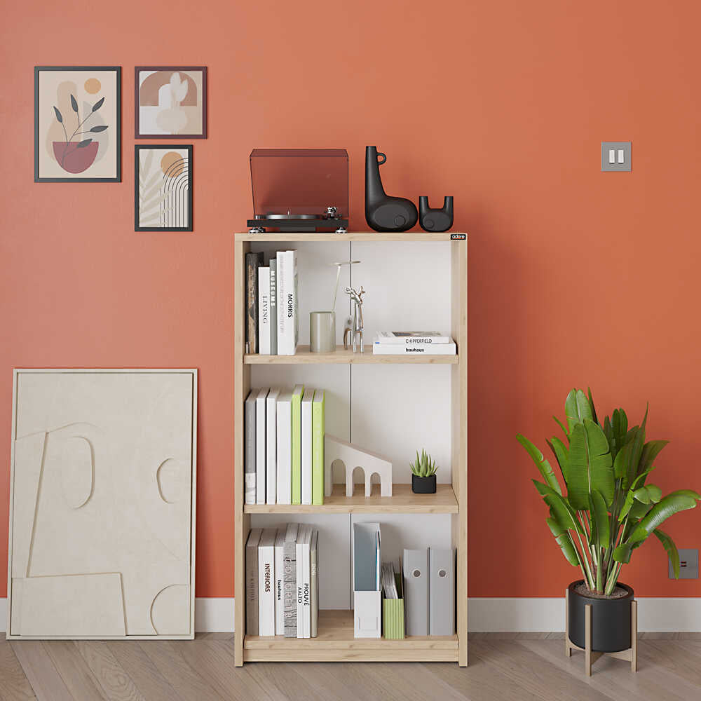 Biblioteca Adore Nino, 3 rafturi, Alb - Stejar, 58x106x23 cm - Stejar
