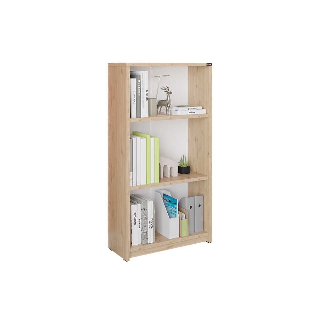 Biblioteca Adore Nino, 3 rafturi, Alb - Stejar, 58x106x23 cm - Stejar