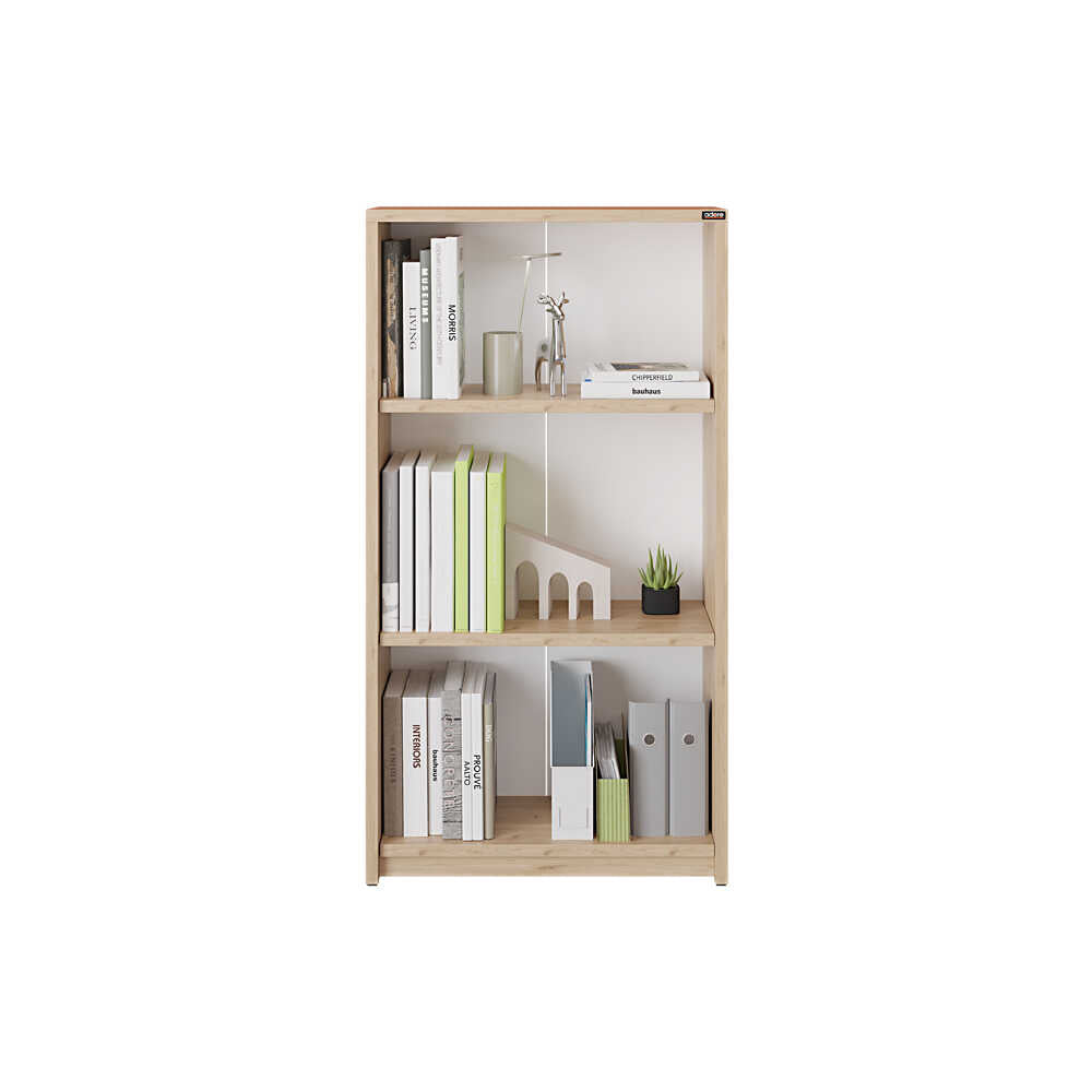 Biblioteca Adore Nino, 3 rafturi, Alb - Stejar, 58x106x23 cm - Stejar