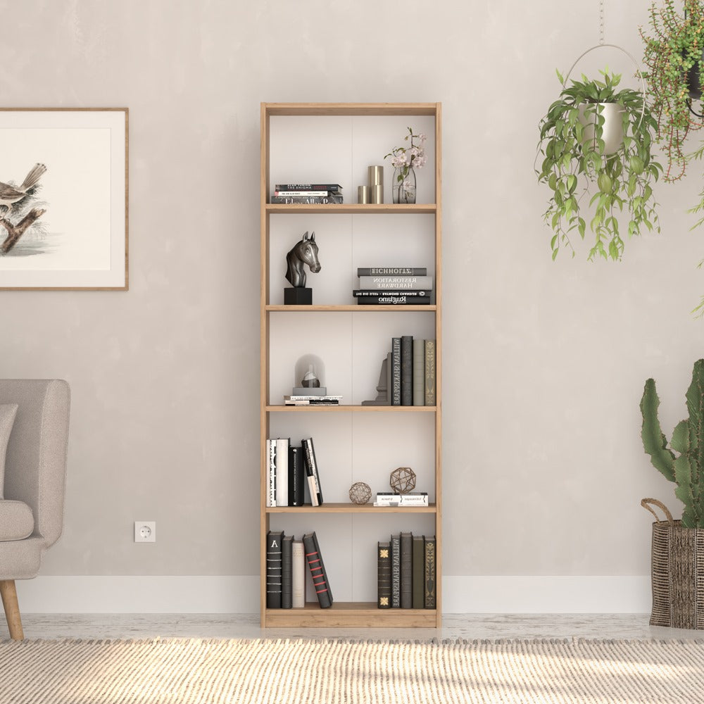 Biblioteca Adore Nurdan, 5 rafturi, 58x170x23 cm - Stejar
