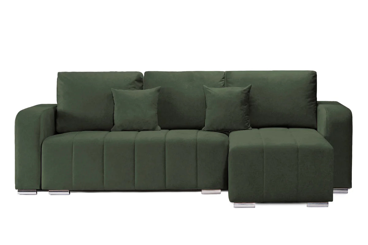 Coltar Extensibil 3 locuri Armando, cu ladă de depozitare, Verde - Gri, 240x147x85 cm - Verde