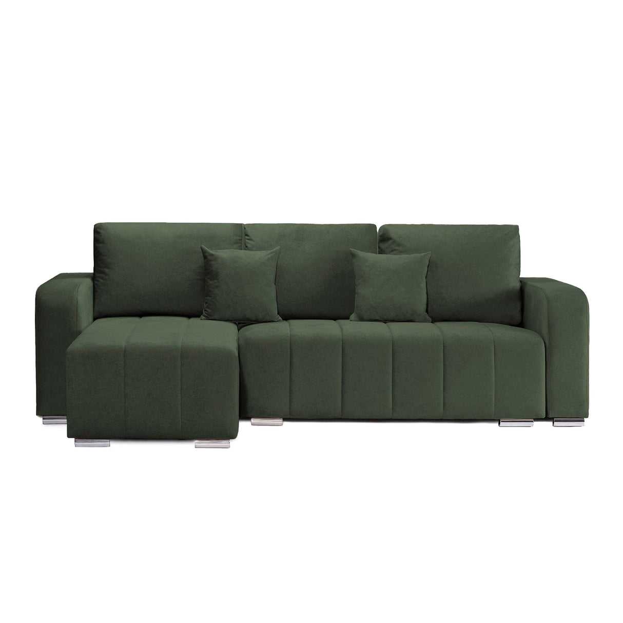 Coltar Extensibil 3 locuri Armando, cu ladă de depozitare, Verde - Gri, 240x147x85 cm - Verde