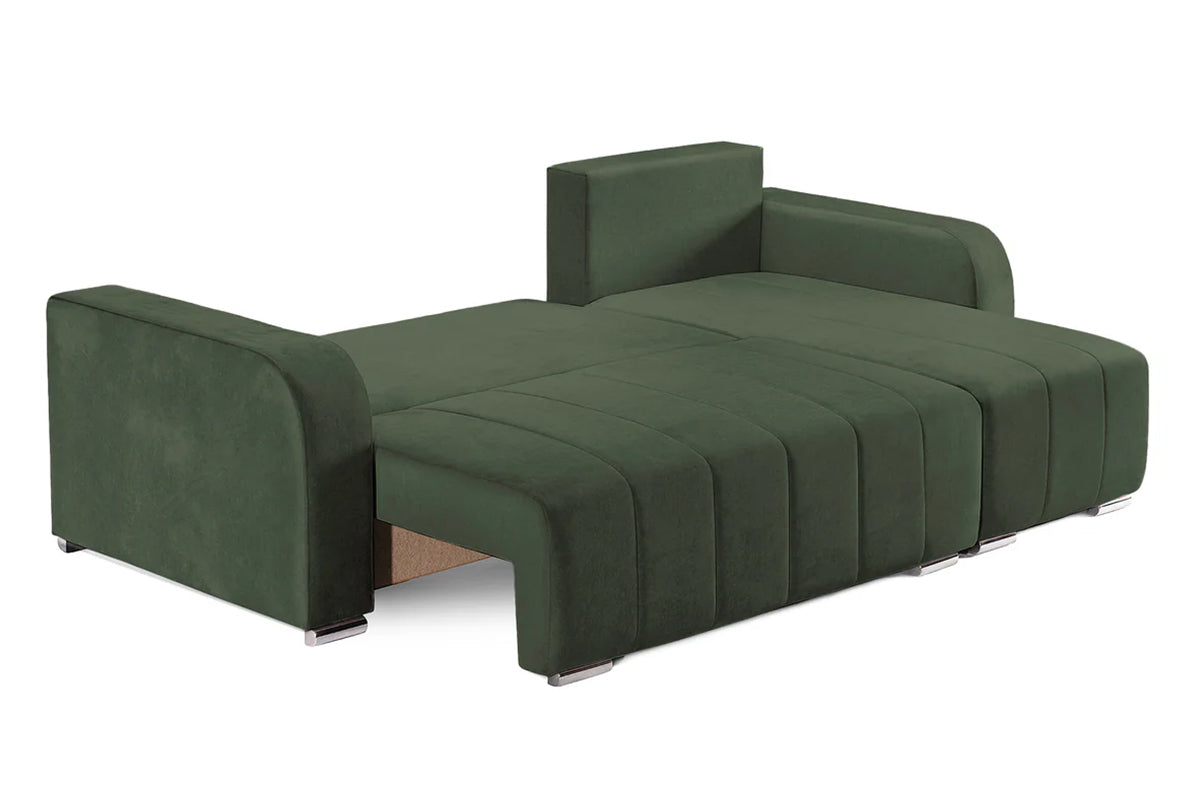 Coltar Extensibil 3 locuri Armando, cu ladă de depozitare, Verde - Gri, 240x147x85 cm - Verde