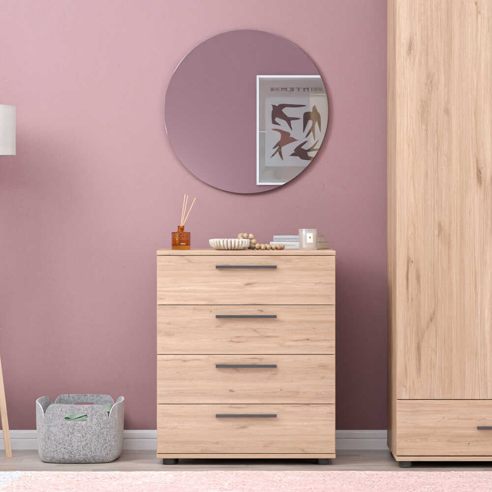 Comoda Adore White, 4 sertare, 65x78x41 cm - Stejar