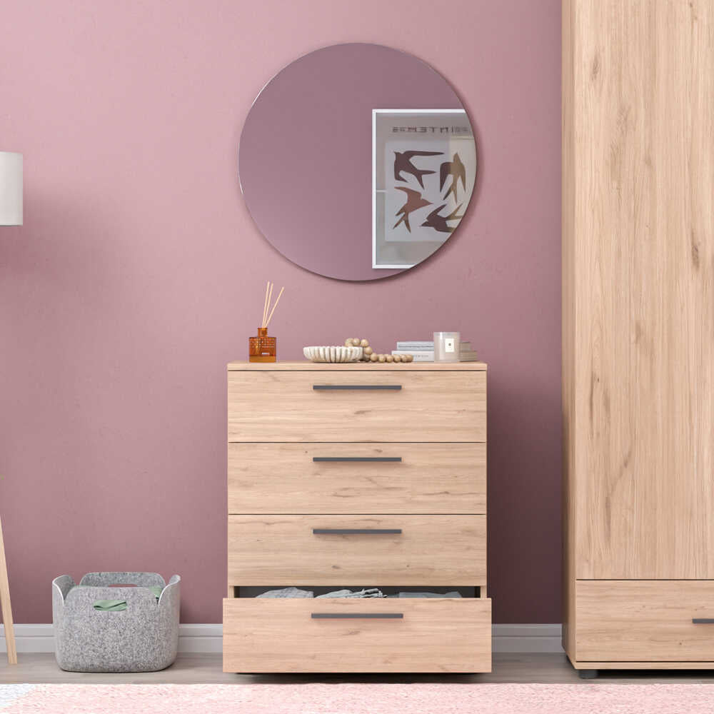 Comoda Adore White, 4 sertare, 65x78x41 cm - Stejar