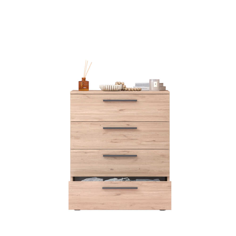 Comoda Adore White, 4 sertare, 65x78x41 cm - Stejar