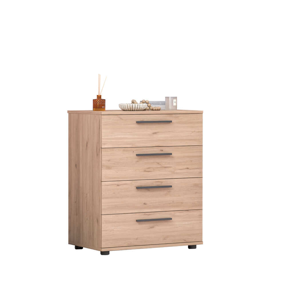 Comoda Adore White, 4 sertare, 65x78x41 cm - Stejar