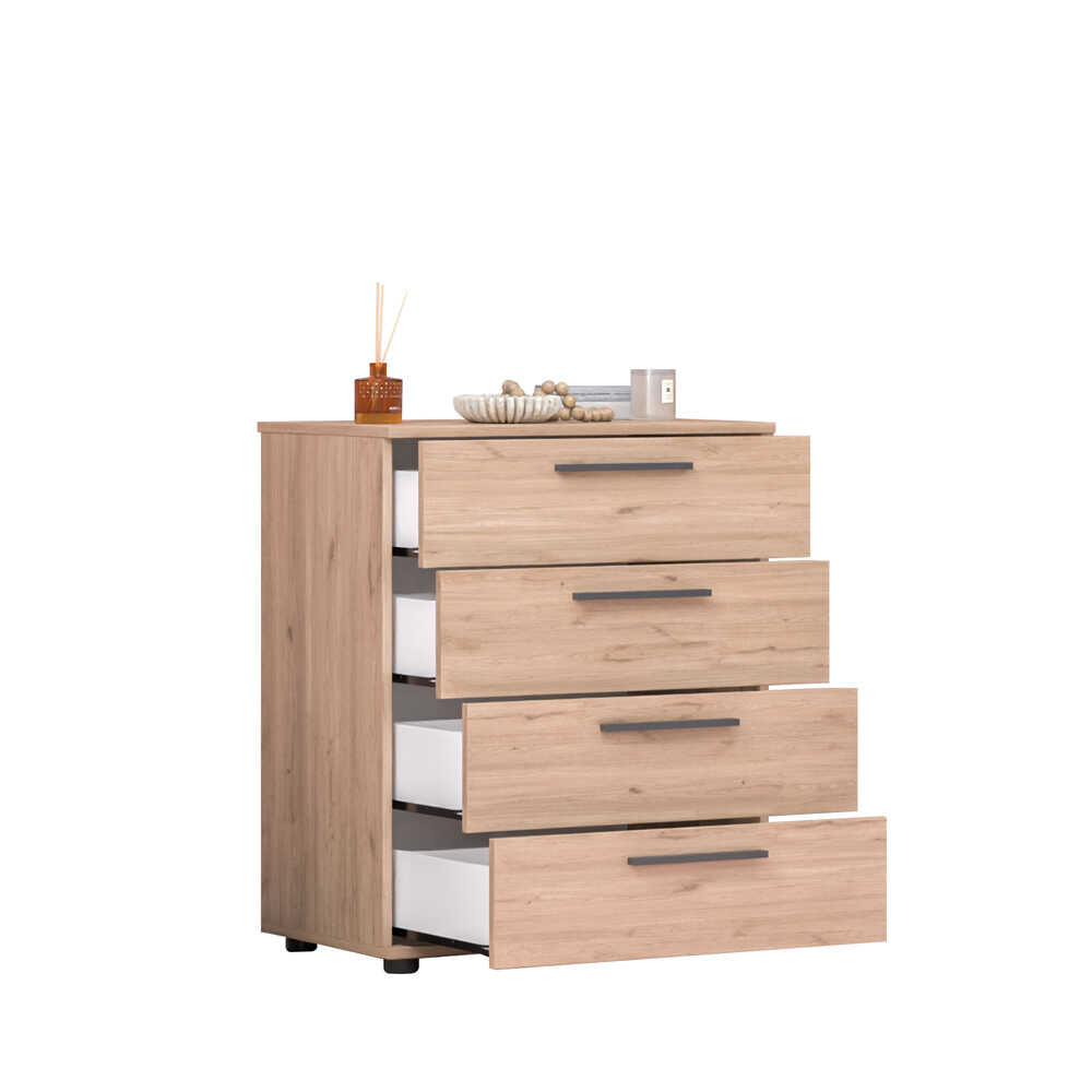 Comoda Adore White, 4 sertare, 65x78x41 cm - Stejar