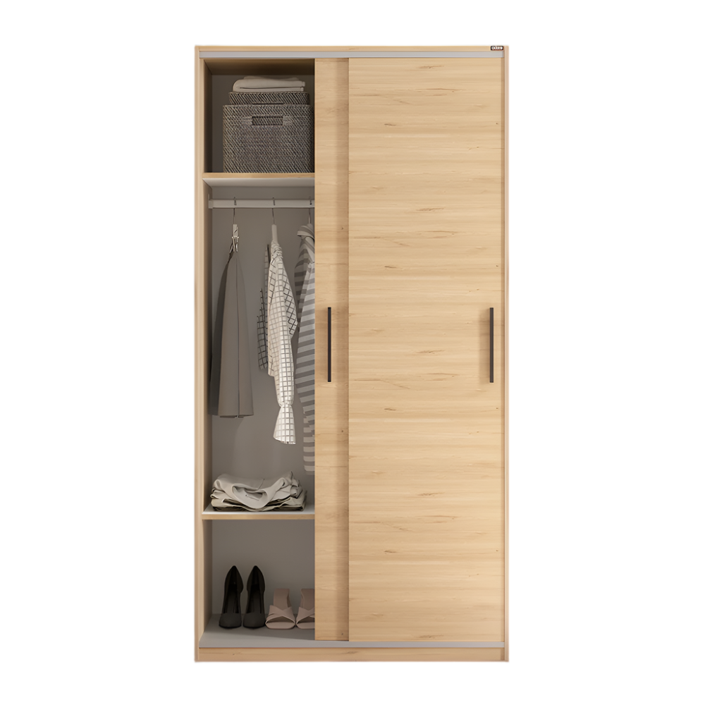 Dulap Haine Adore Slide Compact, 2 usi glisante, 94x182x52 cm - Stejar