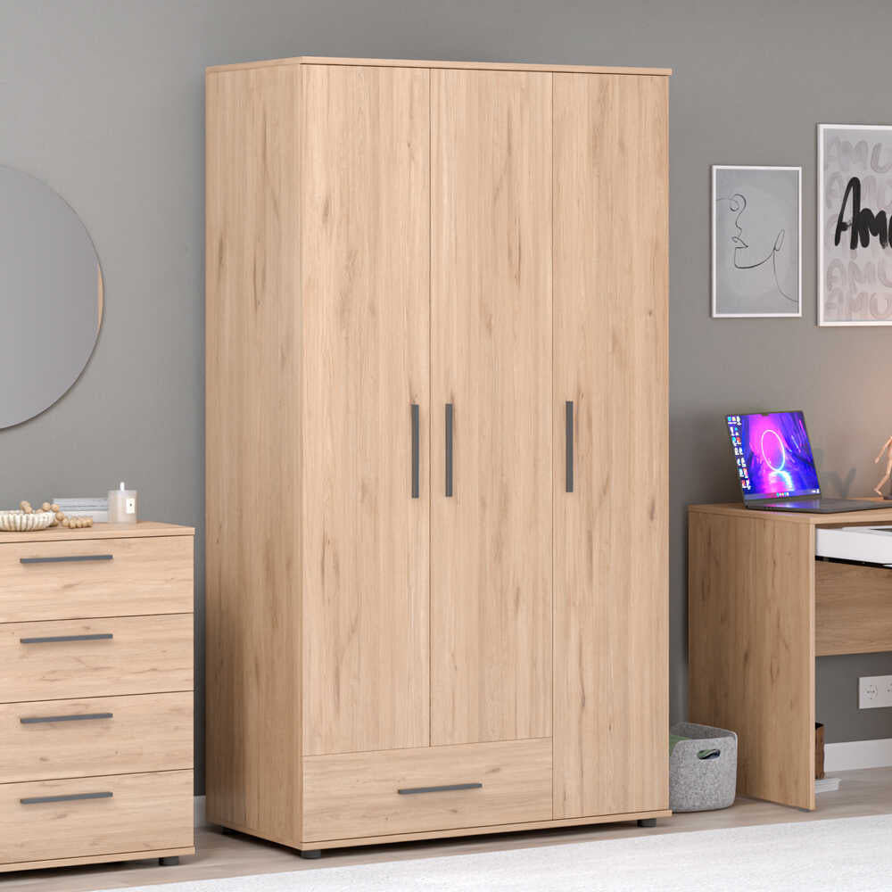 Dulap Haine Adore Trendline, 3 usi, 1 sertar, Alb - Stejar, 103x187x52 cm - Stejar