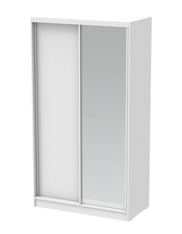 Dulap dormitor cu usi glisante si oglinda Korredor, Alb, 120 x 60 x 220 cm