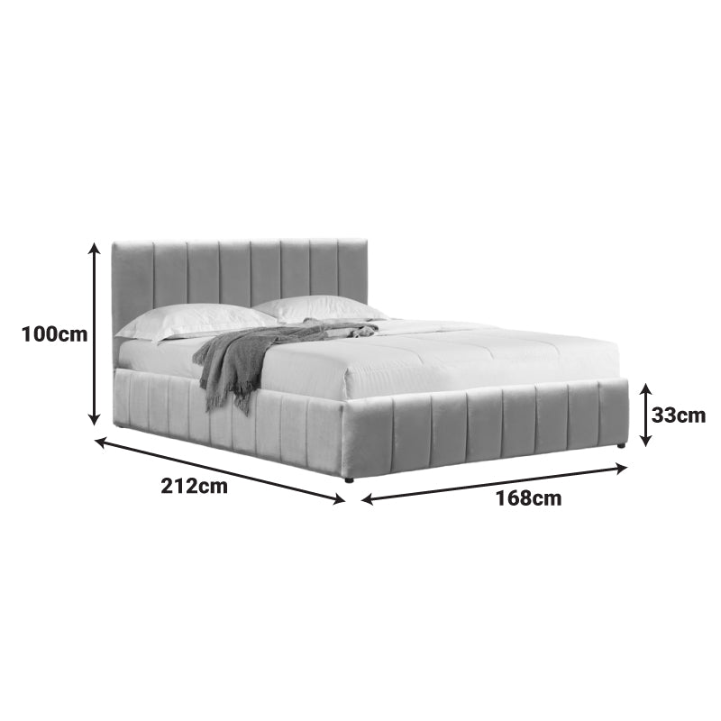 Pat cu spatiu de depozitare Snuggle, Bej - Gri, 160x200 cm - Gri