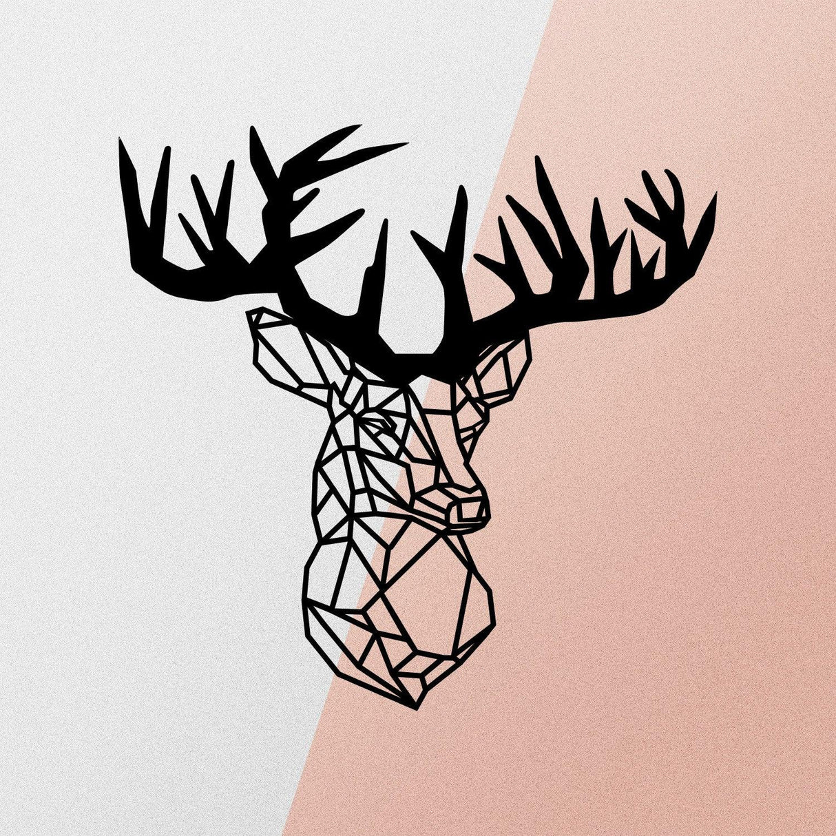 Accesoriu metal decorativ de perete Deer Metal Decor, Negru, 1x49x50 cm