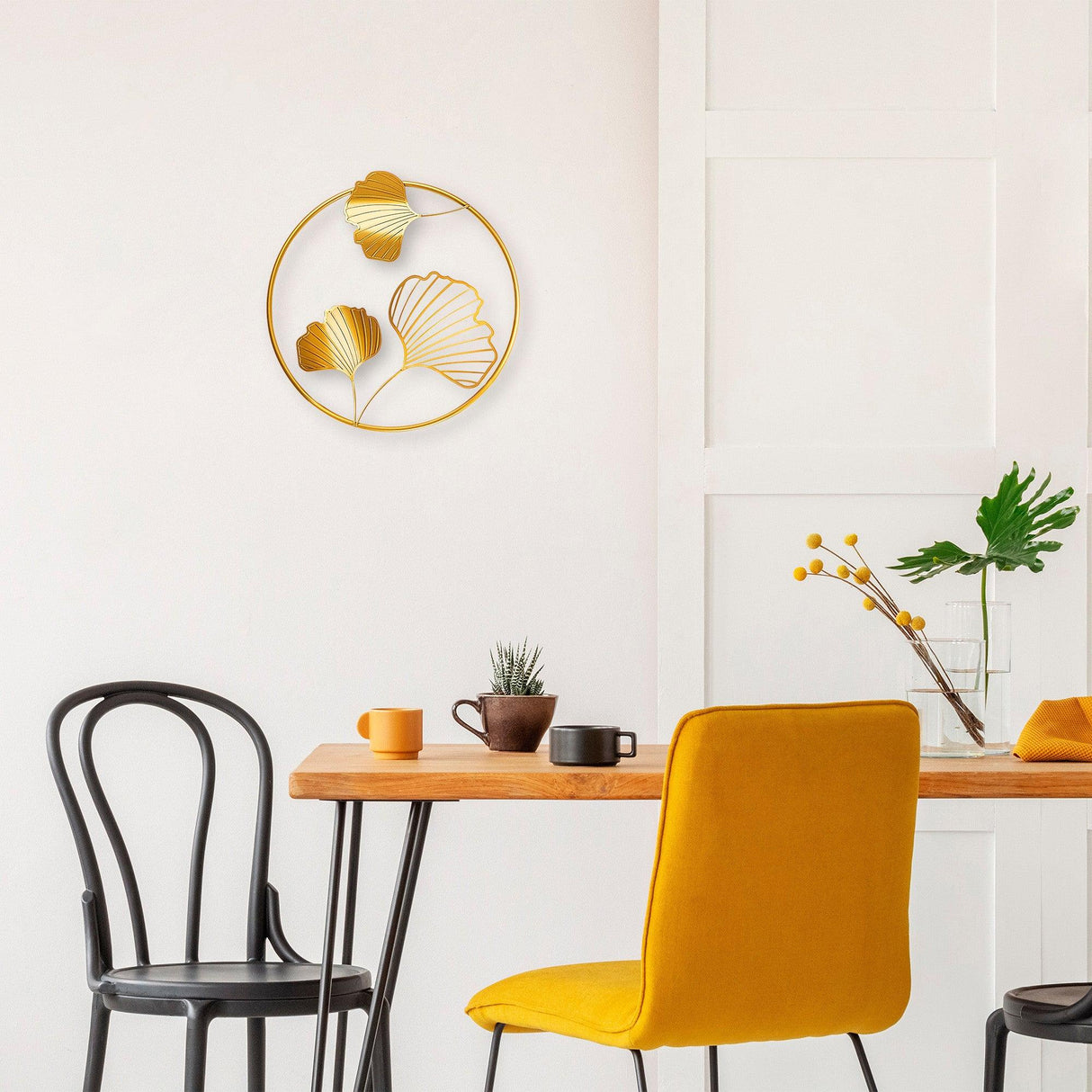 Accesoriu metal decorativ de perete Zigong, Aur, 5x40x40 cm