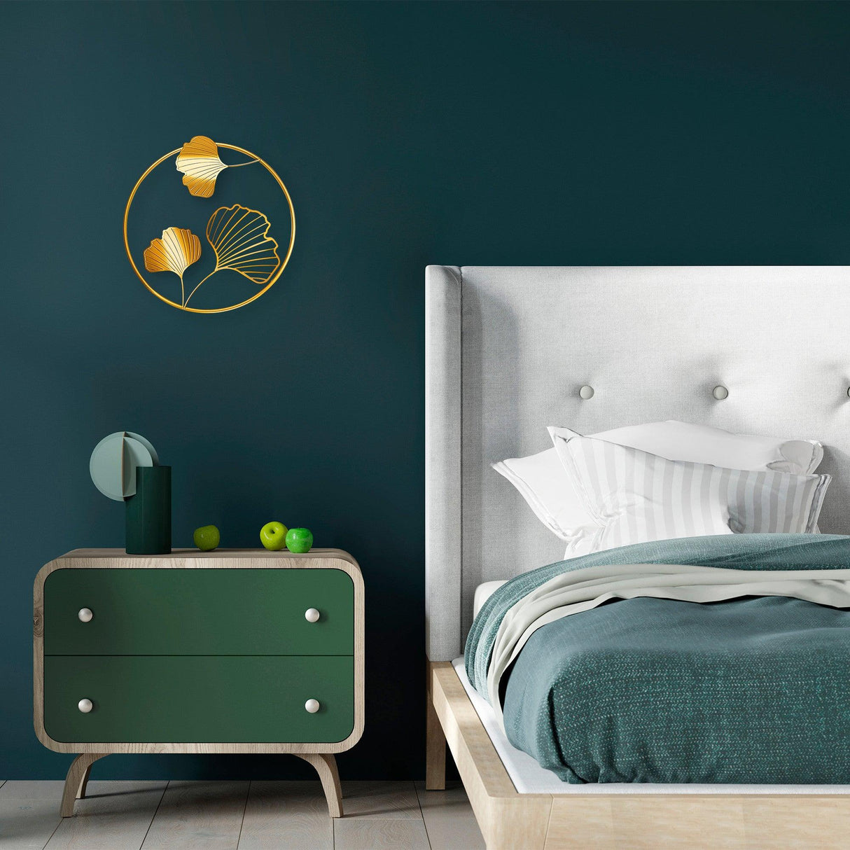 Accesoriu metal decorativ de perete Zigong, Aur, 5x40x40 cm