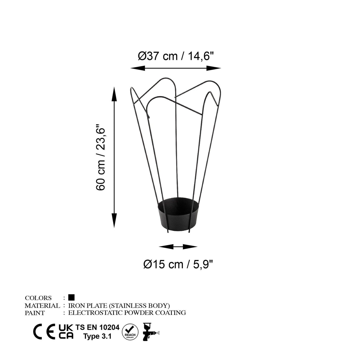 Accesoriu metalic decorativ Decorative Metal Accessory Classic 2, Negru