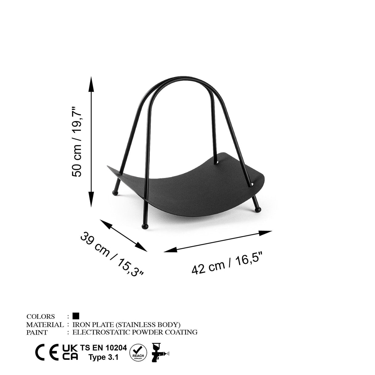 Accesoriu metalic decorativ Decorative Metal Accessory Rustic 3, Negru, 42x50x39 cm