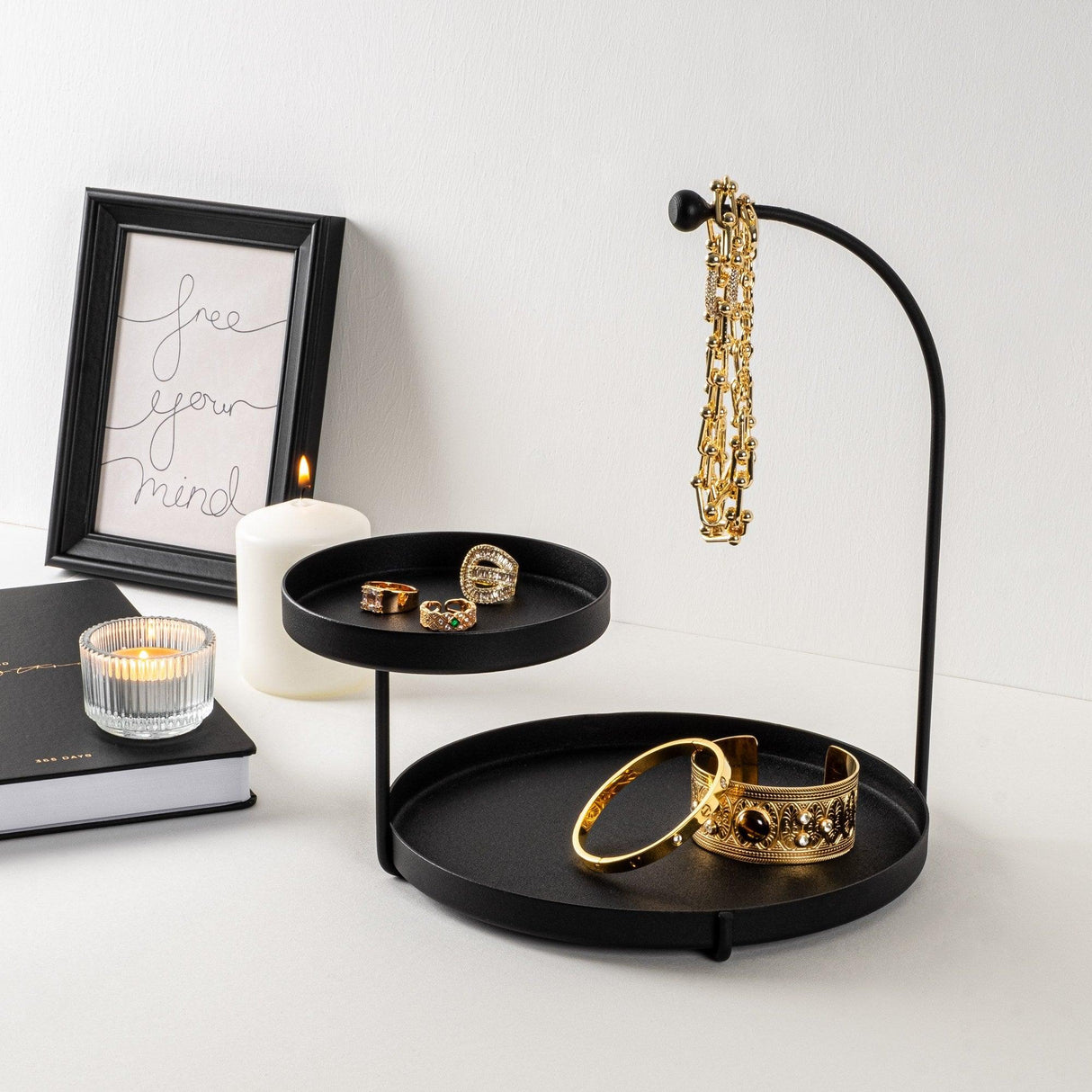 Accesoriu metalic decorativ Knıdos, Negru, 25x28x21 cm