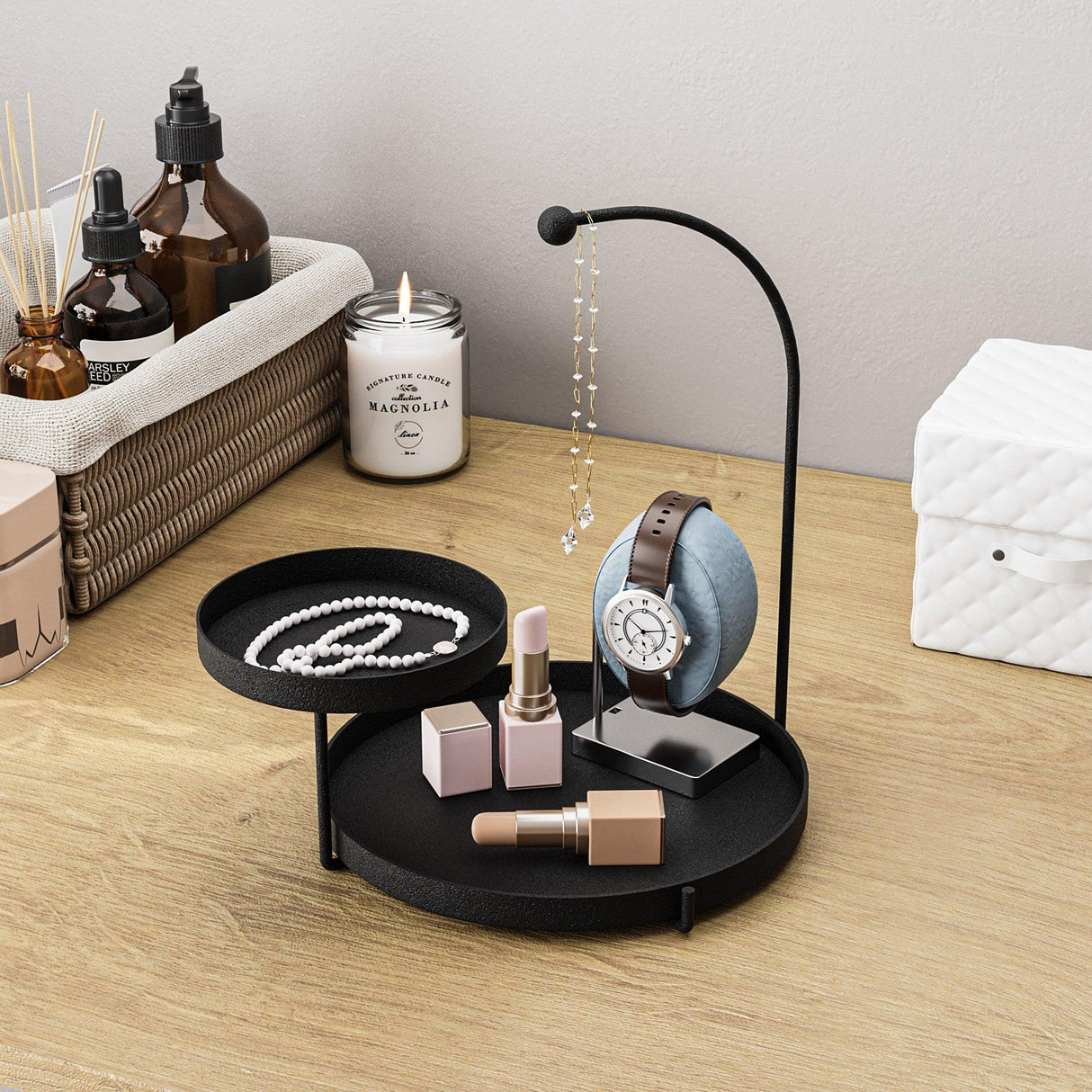 Accesoriu metalic decorativ Knıdos, Negru, 25x28x21 cm