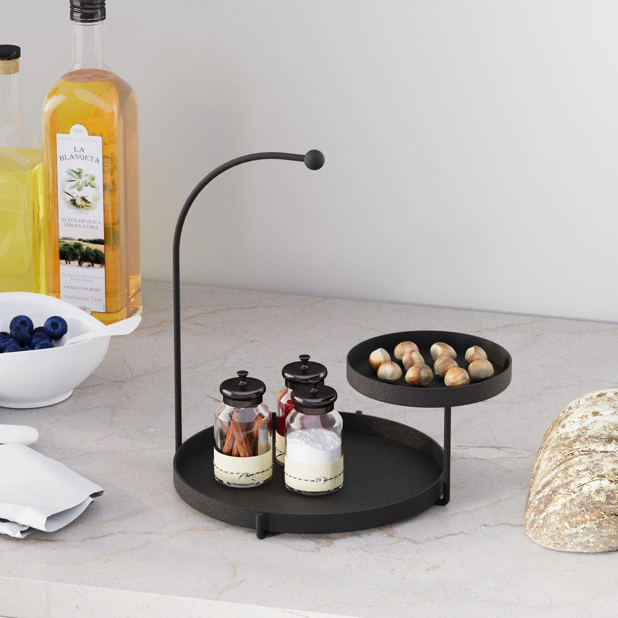 Accesoriu metalic decorativ Knıdos, Negru, 25x28x21 cm