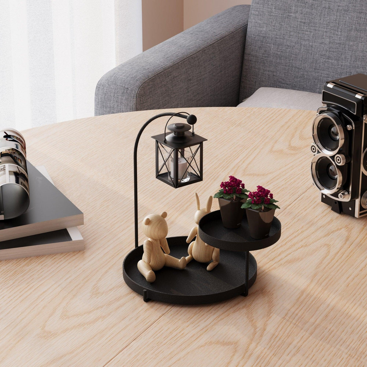 Accesoriu metalic decorativ Knıdos, Negru, 25x28x21 cm