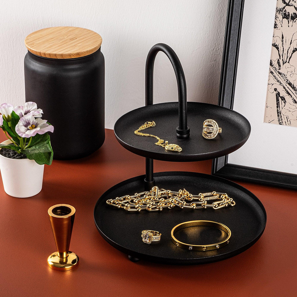 Accesoriu metalic decorativ Kormen, Negru, 20x21 cm