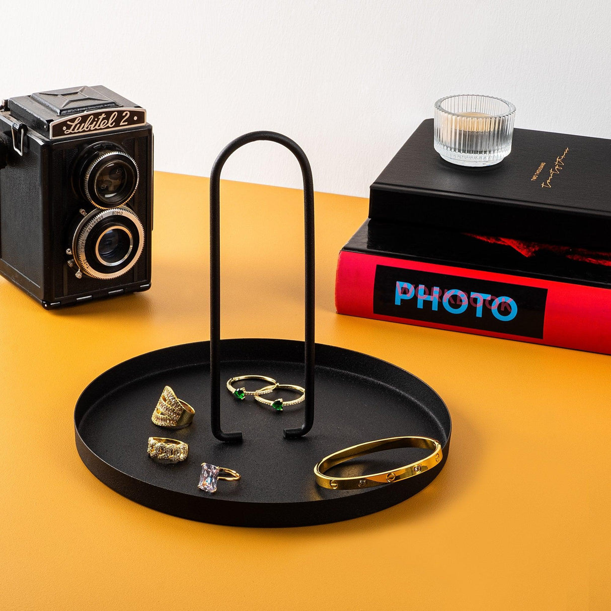 Accesoriu metalic decorativ Simi, Negru, 20.5x18 cm