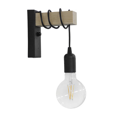 Aplica de perete cu finisaj modern Jemvo, lemn-metal, negru-Natural, 15x60 cm