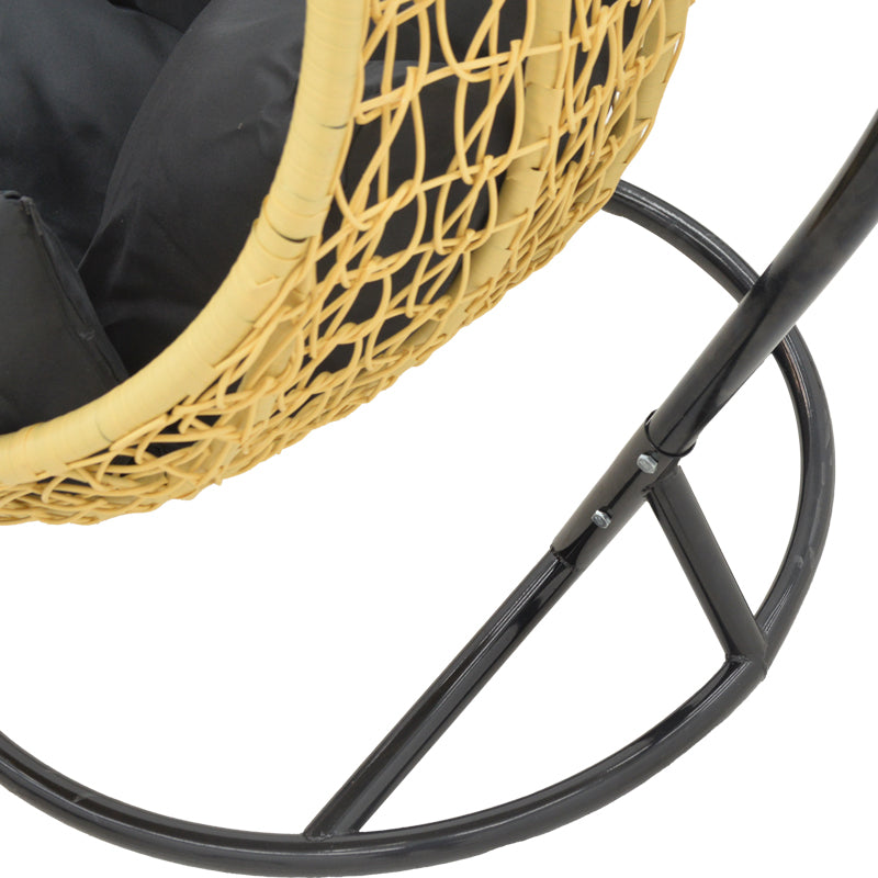 Balansoar de gradina Soleil cu structura Natural si metal, negru, 103x83x200 cm