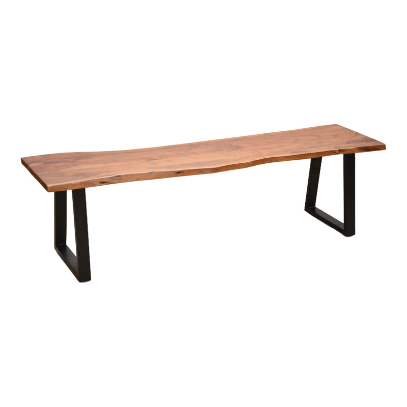 Bancă cu design slim Miles, lemn masiv de acacia cu finisaj, nuc, 160x40x45 cm