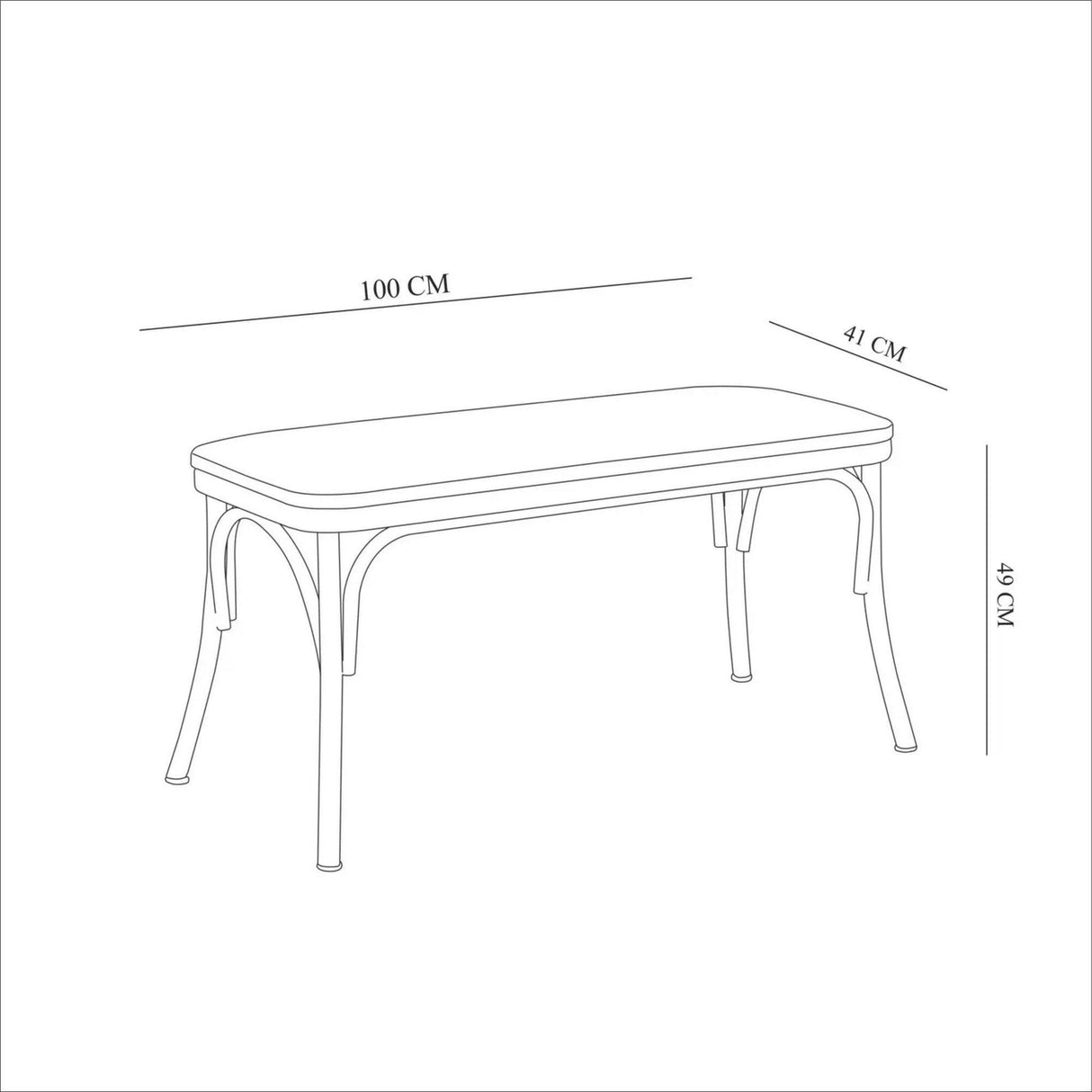 Bancă Oliver Bench 1, Negru, 49x41x100 cm