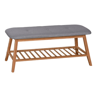 Pantofar Bancă pentru încălțăminte cu 4 perechi Zerma, Bambus-Textil, Natural-Gri, 100x30x44 cm