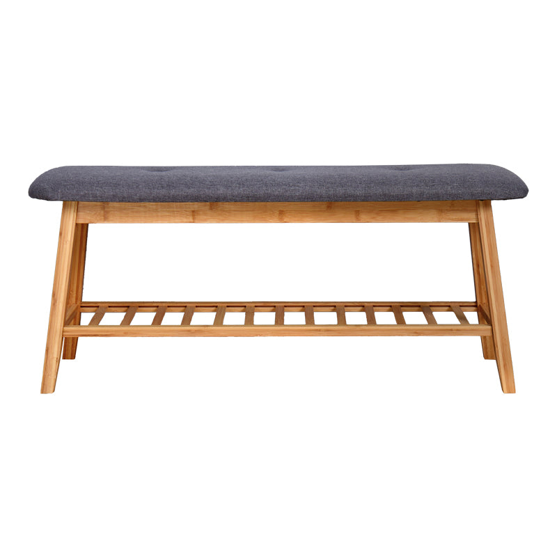 Bancă pentru încălțăminte cu 4 perechi Zerma, Bambus-Textil, Natural-Gri, 100x30x44 cm