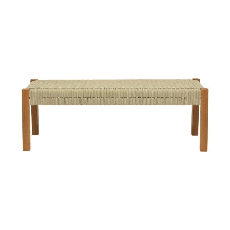 Banca Uma din lemn de tec si sfoara PE, Natural, 150x45x40 cm, detaliu produs