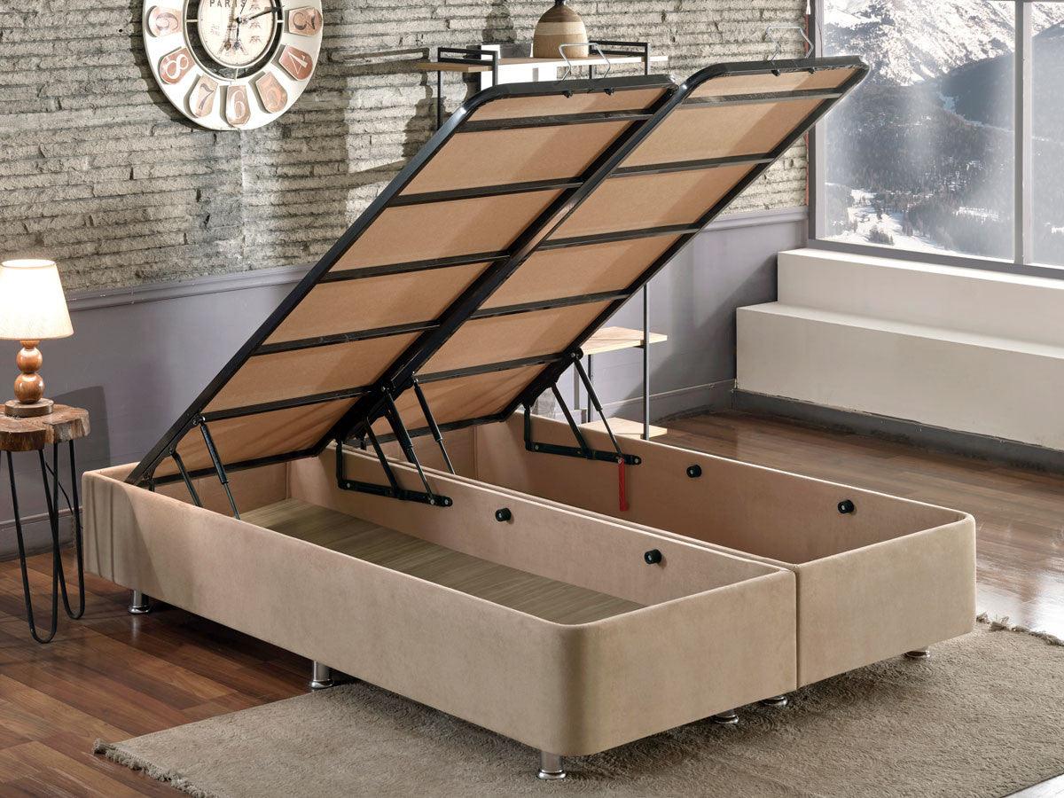 Baza de pat dublu Ela Double, Maro deschis, 150x10x200 cm