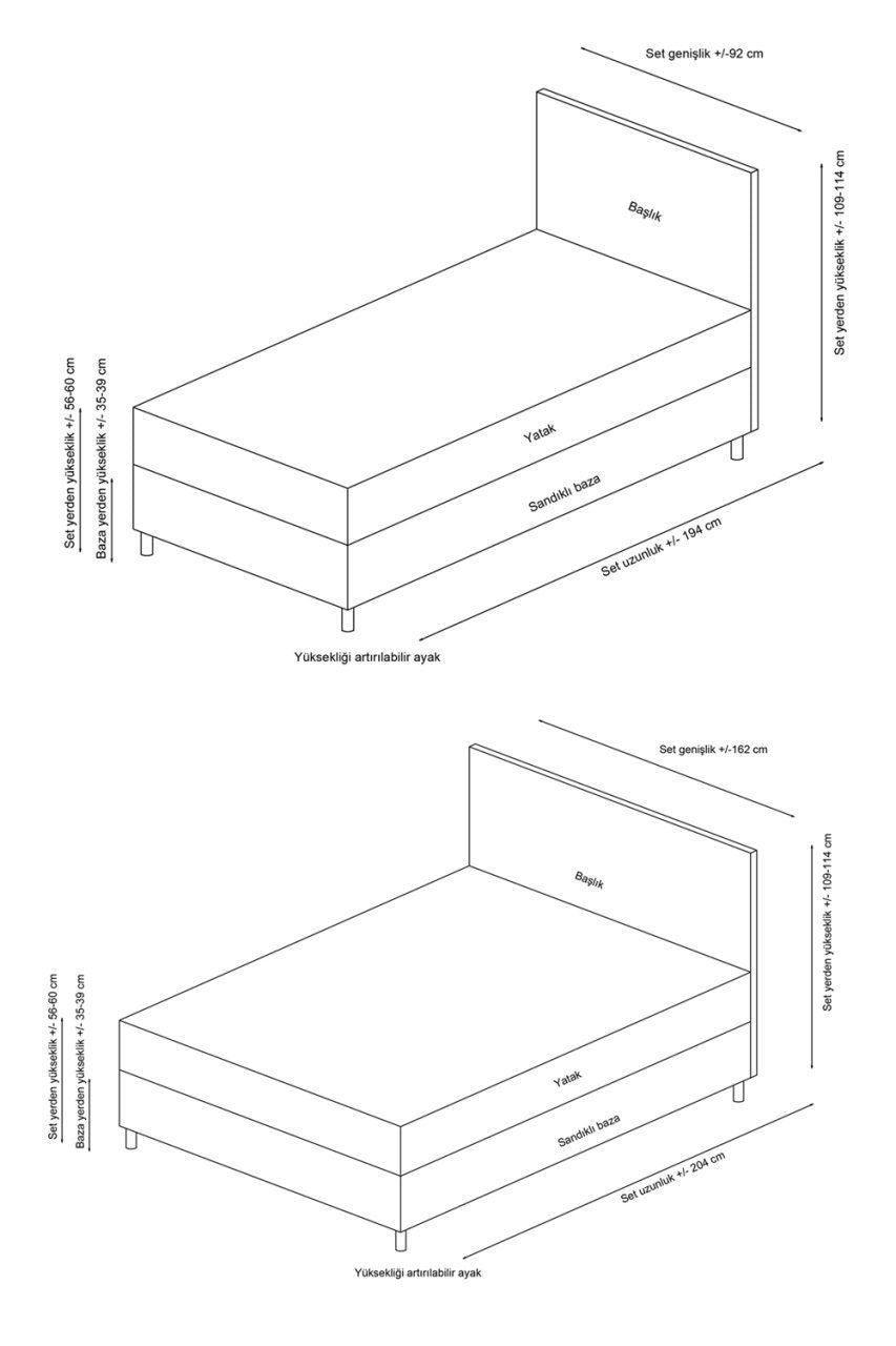 Baza pat dublu și tăblie Motya, Gri deschis, 150x110x200 cm