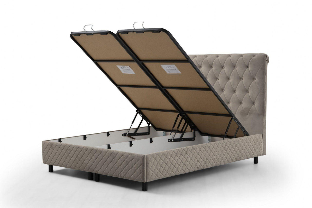 Baza pat dublu și tăblie Sonata, Bej, 150x130x208 cm