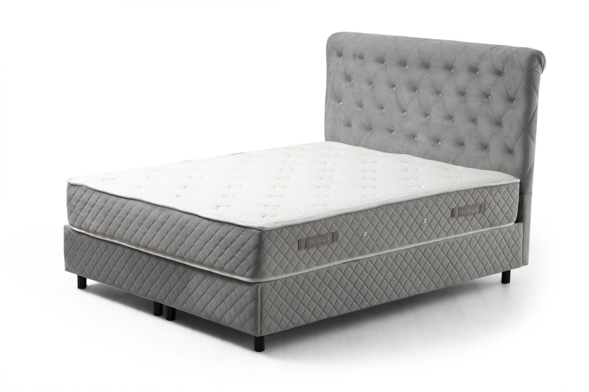 Baza pat dublu și tăblie Sonata, Gri, 160x130x208 cm