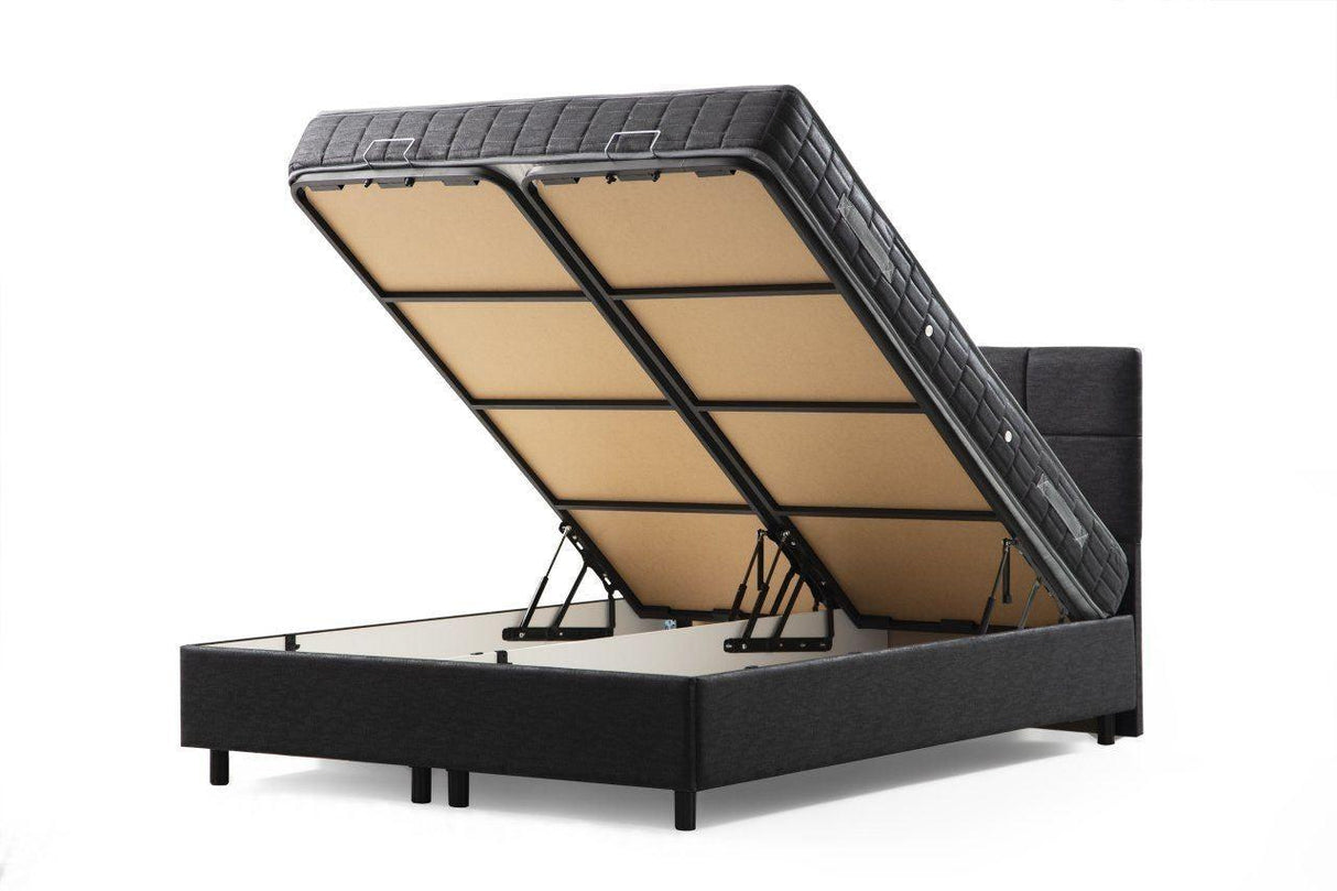 Baza pat dublu și tăblie Vitalia, Gri, 140x110x200 cm