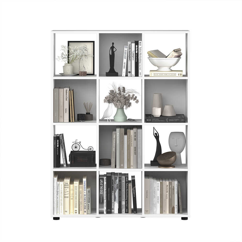 Biblioteca Adore Cubic, Alb - Stejar, 104x141x30 cm - Alb
