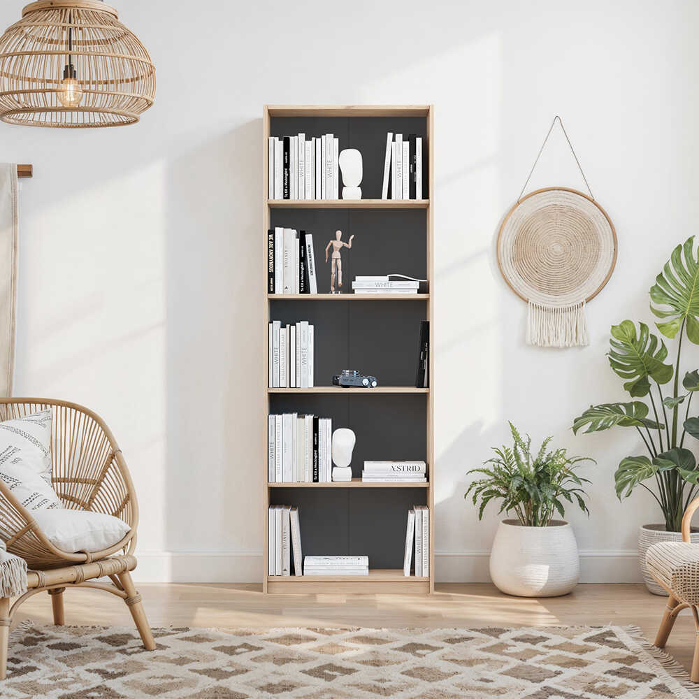 Biblioteca Adore Modern, 5 rafturi, 64x182x26 cm - Stejar