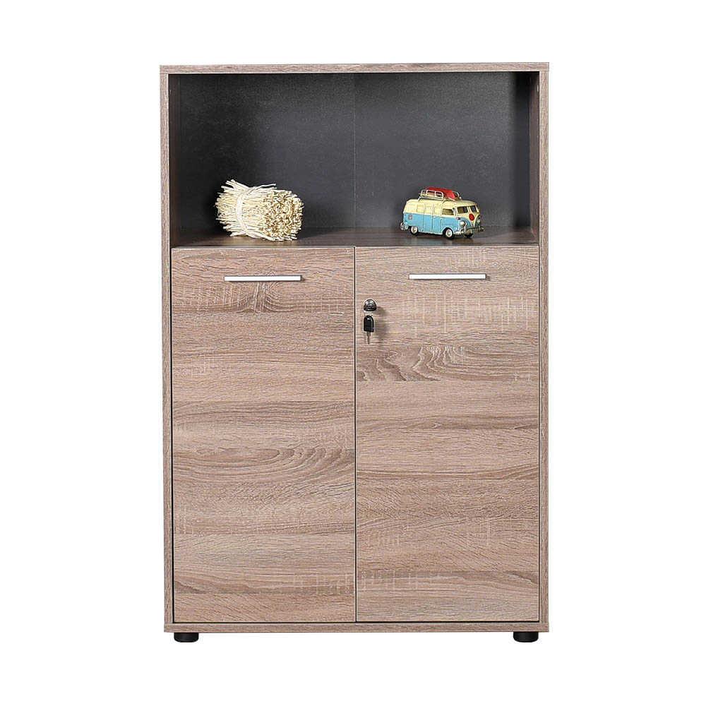 Biblioteca Adore New York, 2 usi cu cheie, 3 rafturi, Natur - Sonoma, 72x110x34 cm - Sonoma